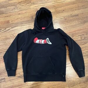 Authentic Supreme Cat in the Hat Black Hooded Sweatshirt | L